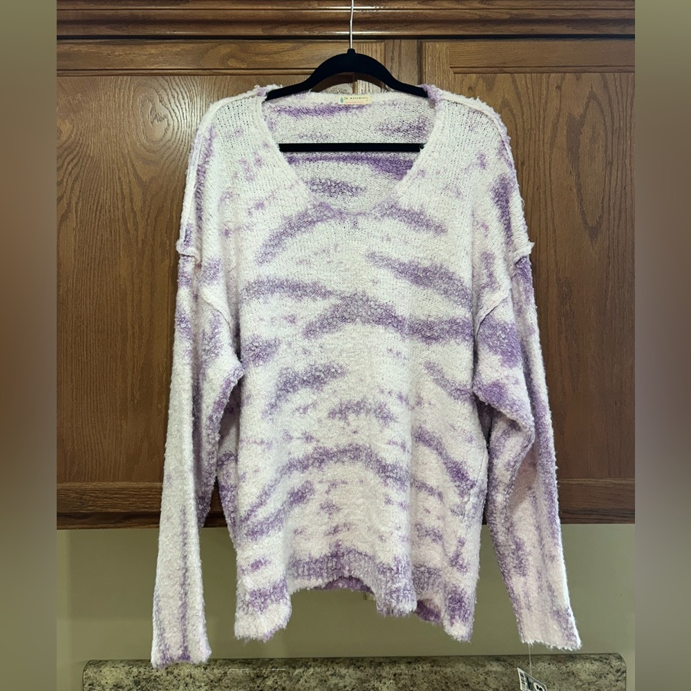 NWOT Free People Movement slouchy purple tie dye sweater - medium